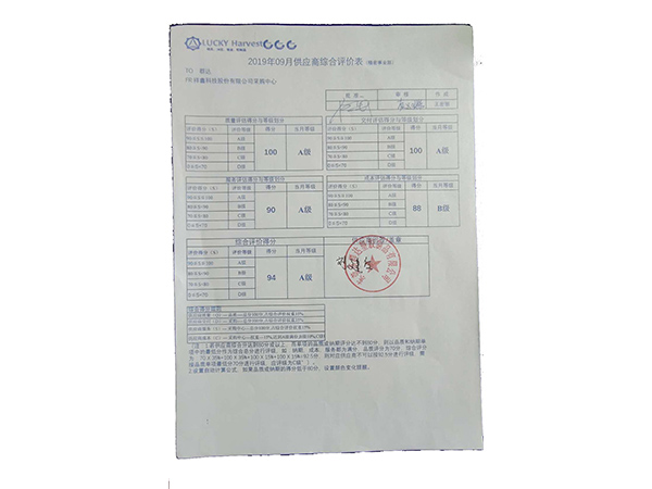 9月供應(yīng)商綜合評(píng)價(jià)表
